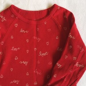 joe fresh red hearts thermal waffle knit long sleeve shirt 2T toddler girls